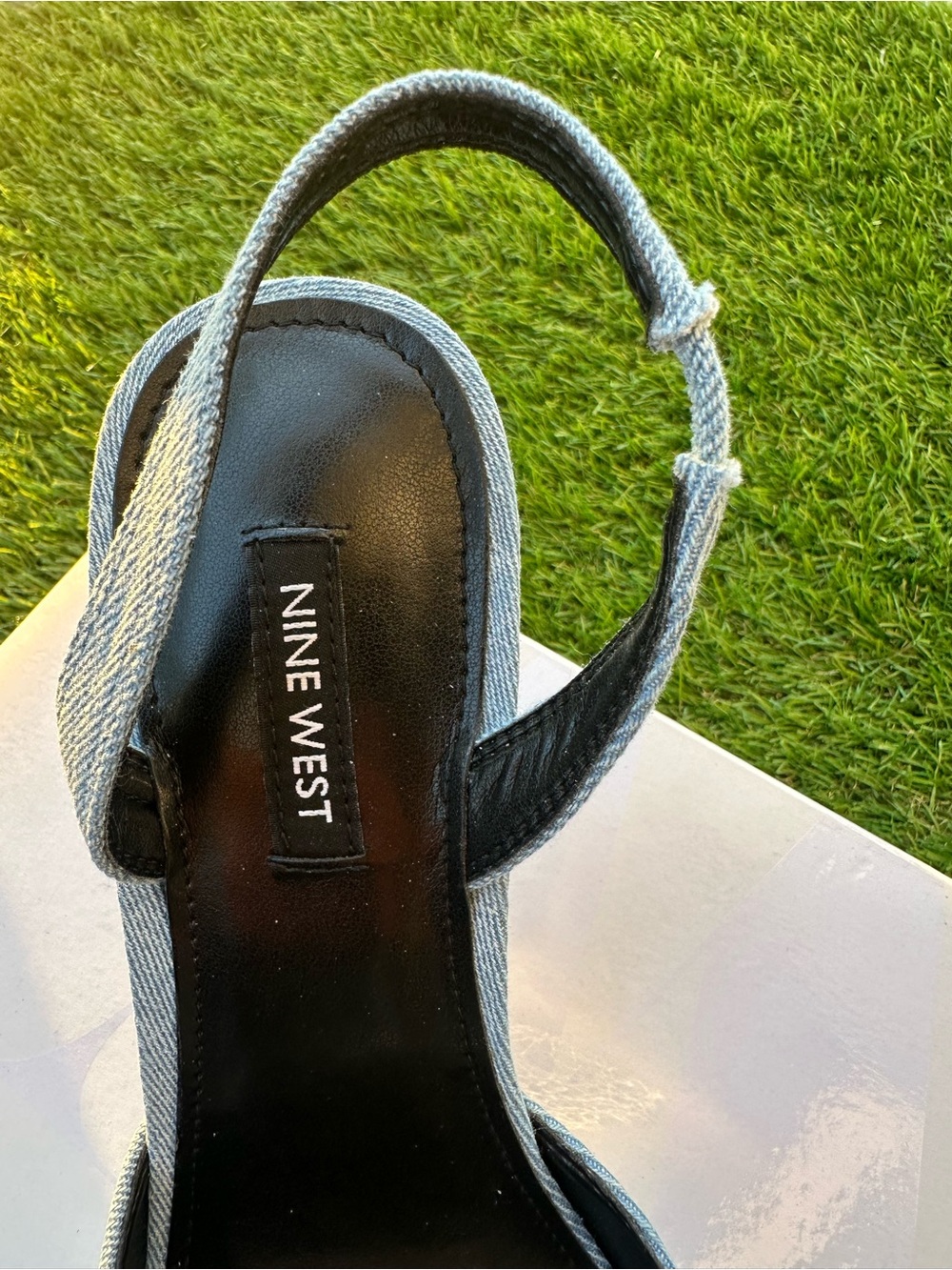 NWT Nine West Patsie Denim Slingback Pointed Toe Pumps 9.5 - Picture 5 of 6